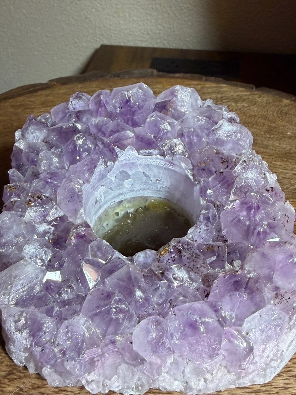 Amethyst Crystal Candle Holder - Purple Geode Tea Light